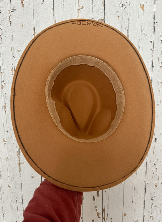 "Sofia" Rustic Hand-burned & Designed Hat
