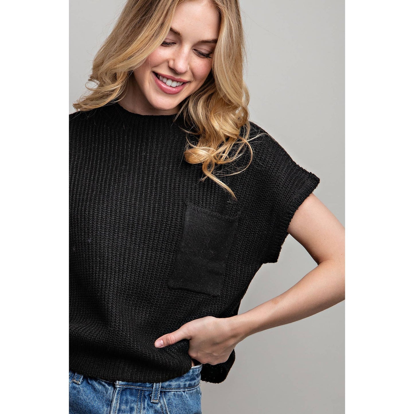 Devils Tower Ribbed Sweater Top - Red, Cream, Taupe, and Black