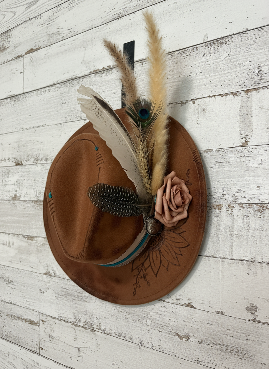 “Presley” Rustic Hand-Burnt & Designed Hat