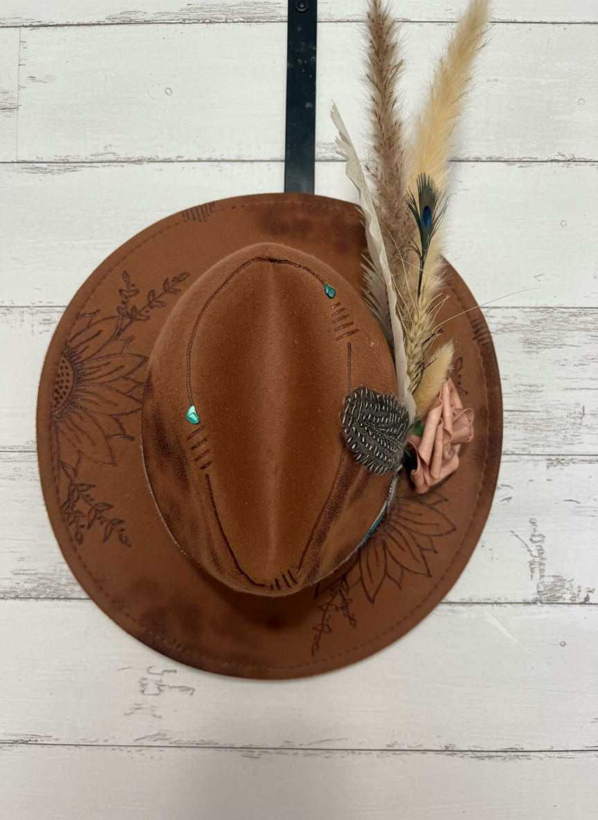 “Presley” Rustic Hand-Burnt & Designed Hat