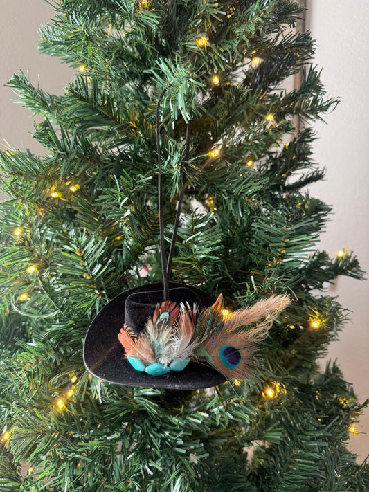 Mini Black Western Cowboy Hat Ornament