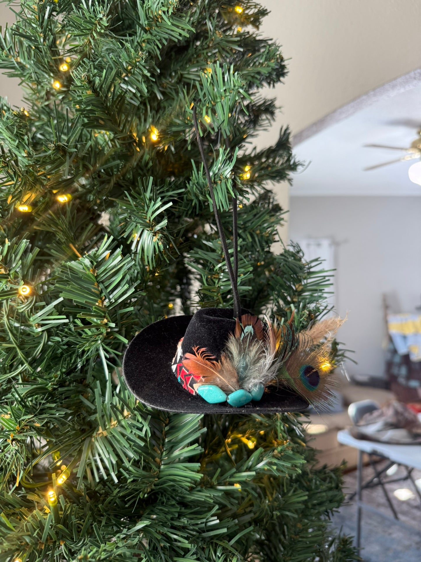 Mini Black Western Cowboy Hat Ornament