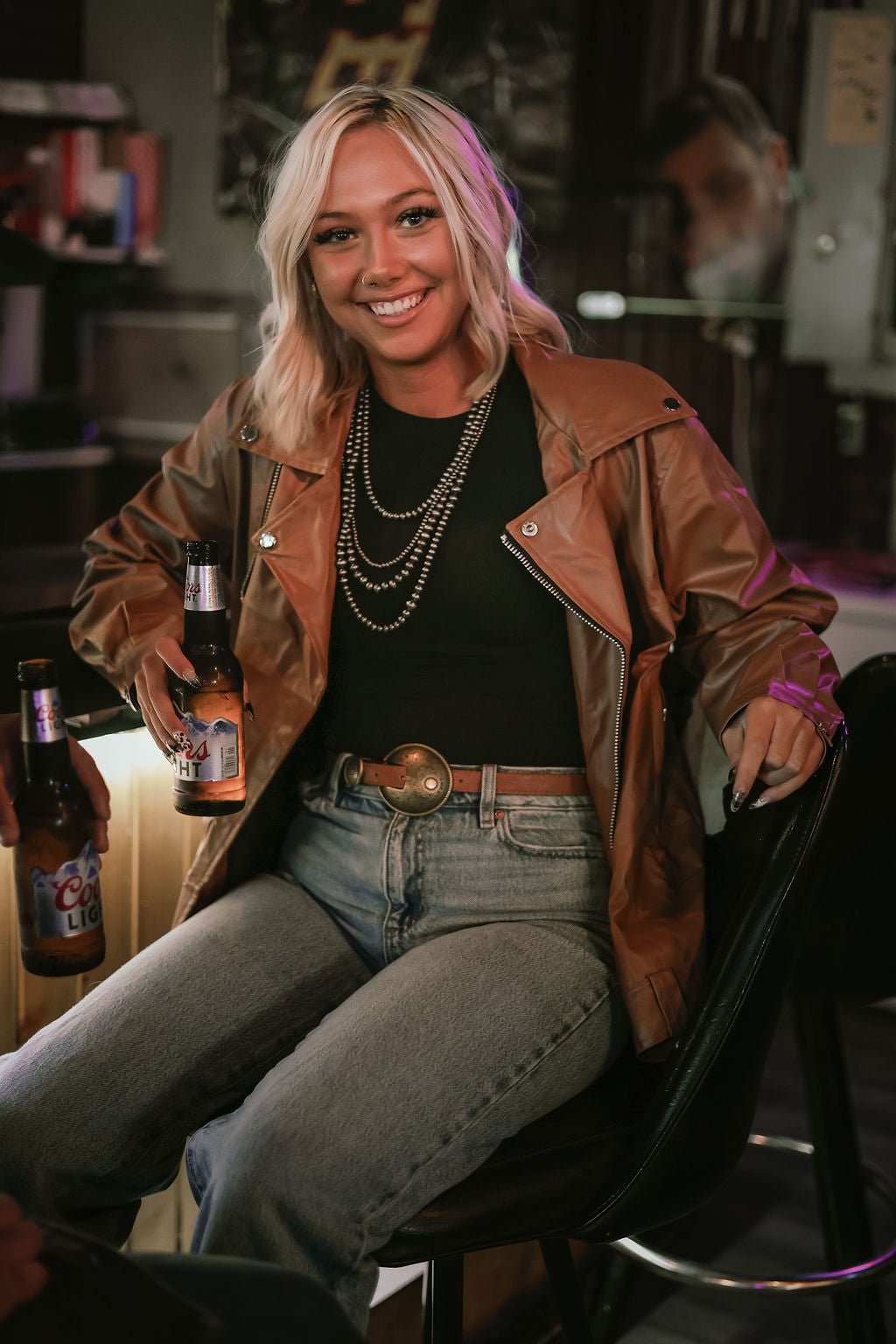 Faux Leather Moto Jacket - medium remains