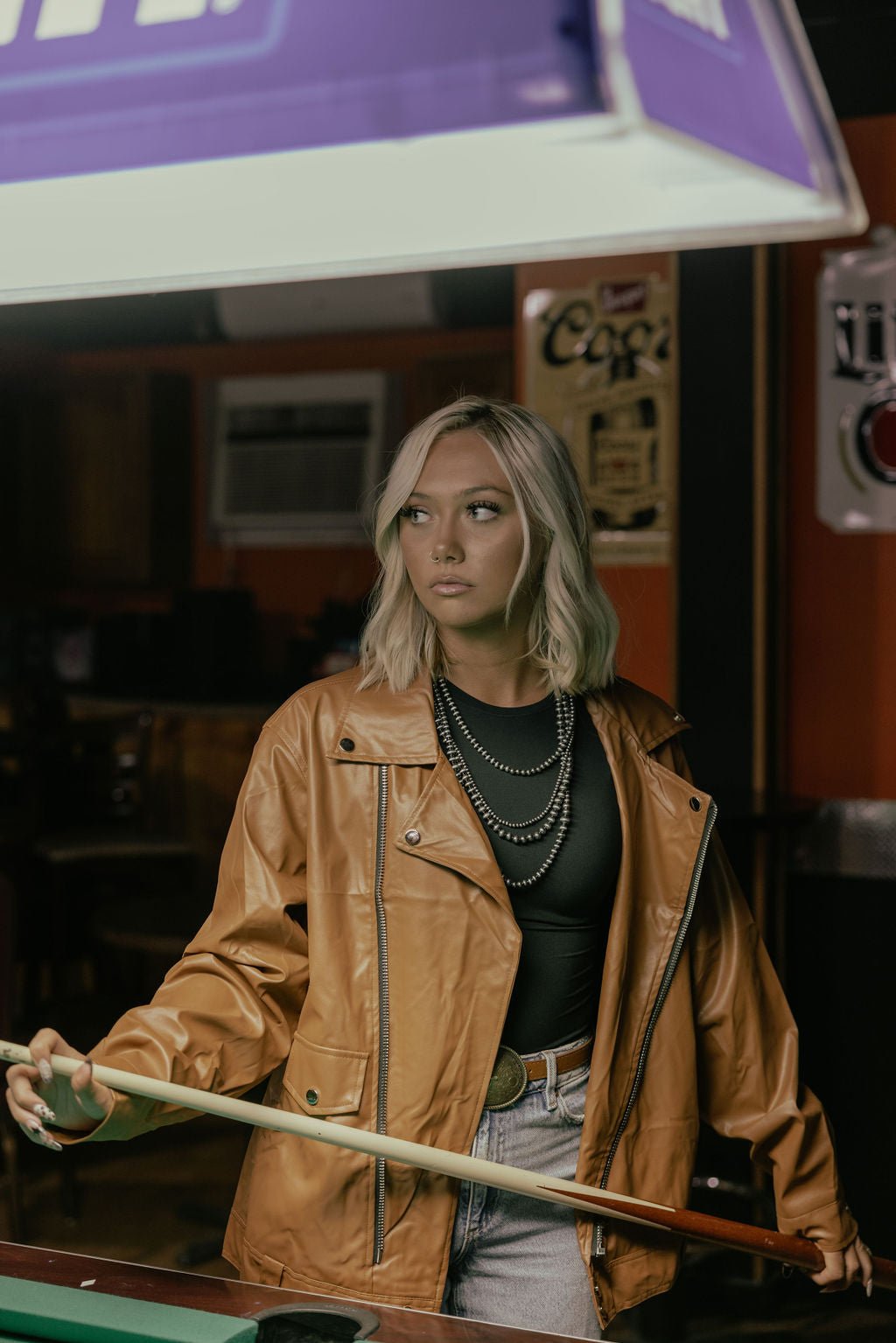 Faux Leather Moto Jacket - medium remains