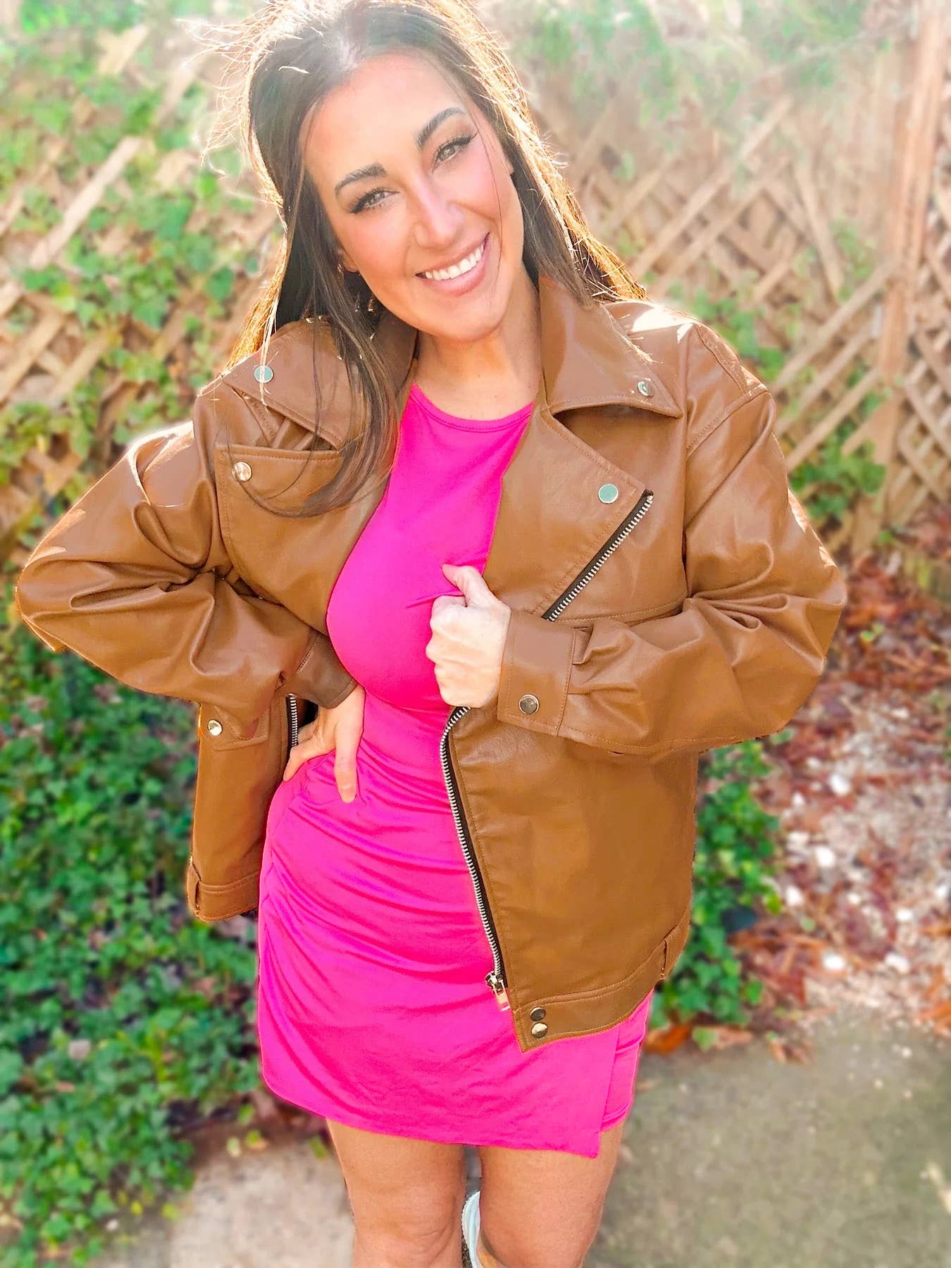 Faux Leather Moto Jacket - medium remains