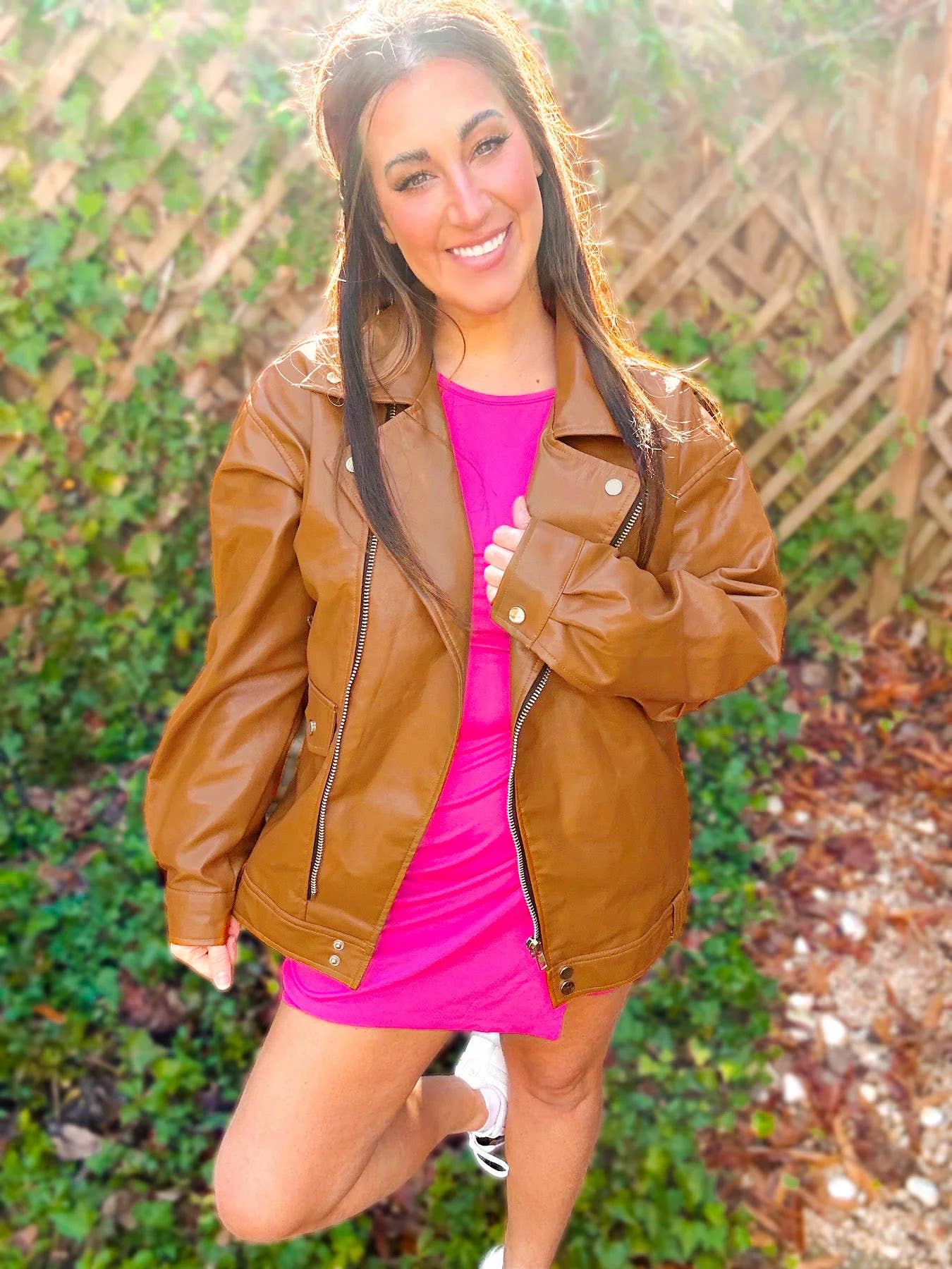 Faux Leather Moto Jacket - medium remains