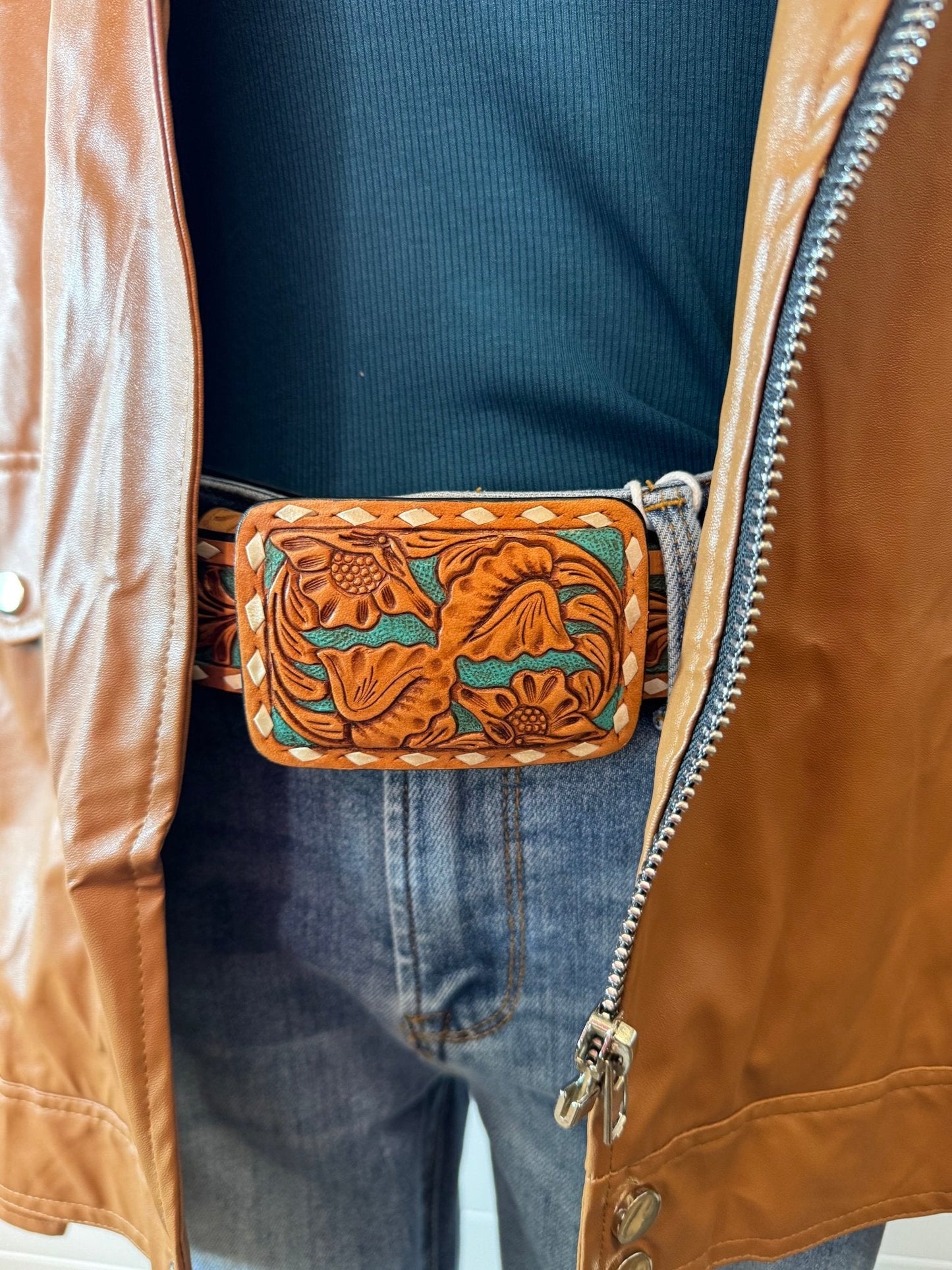 Faux Leather Moto Jacket - medium remains