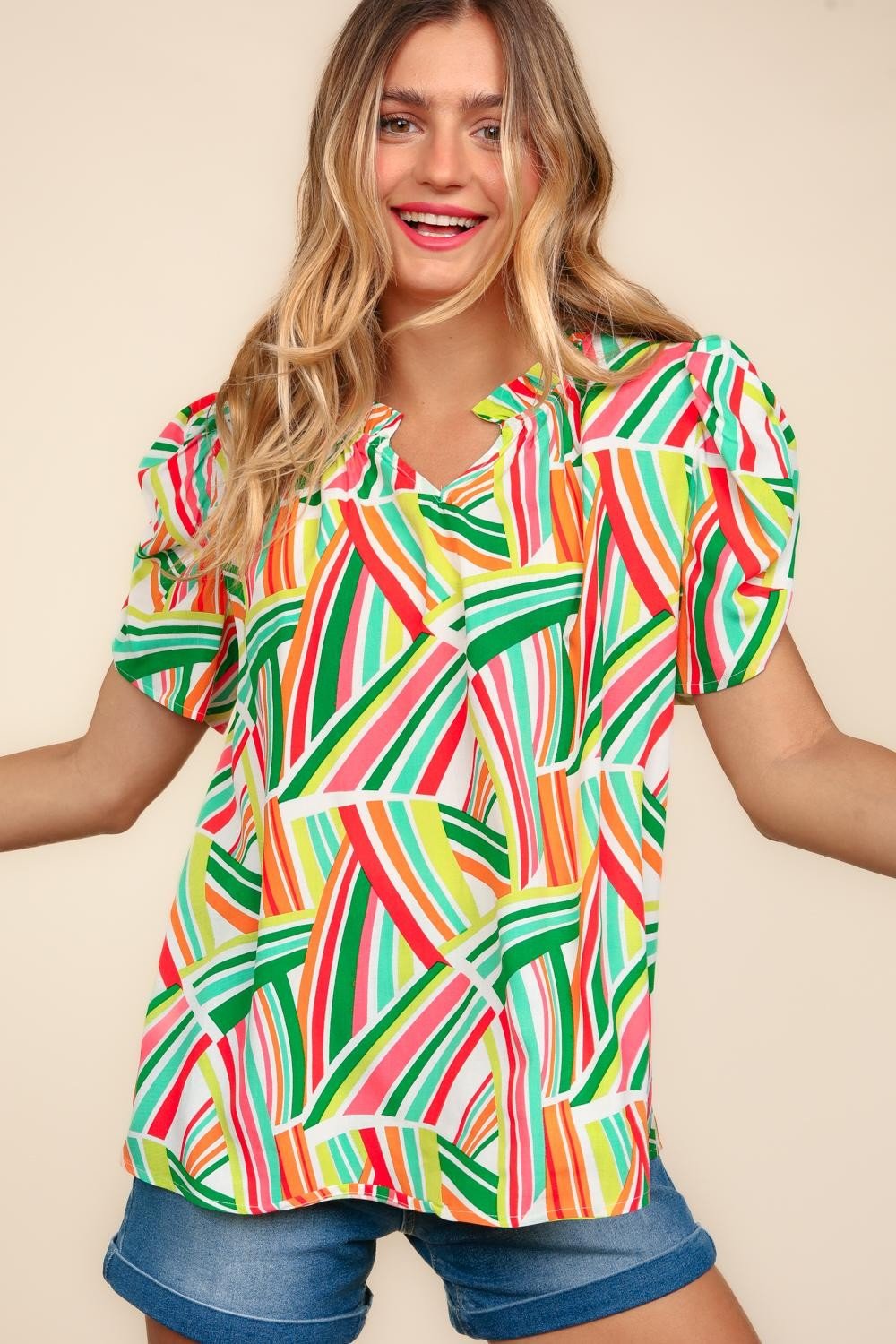 Geometric Notch Neck Top - Medium available