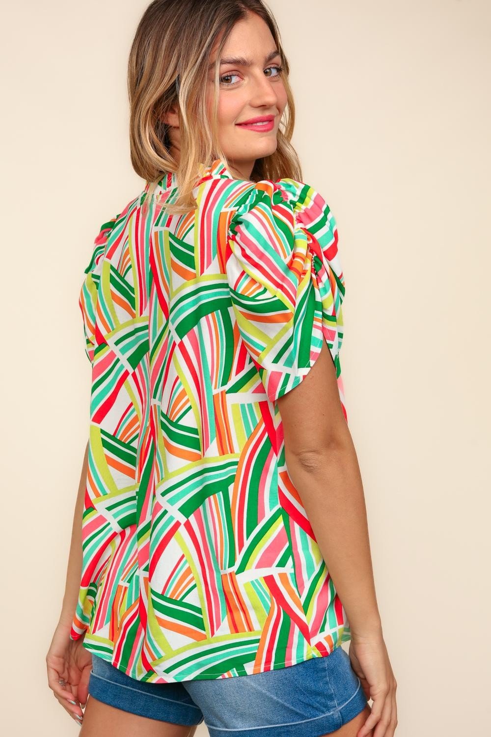 Geometric Notch Neck Top - Medium available