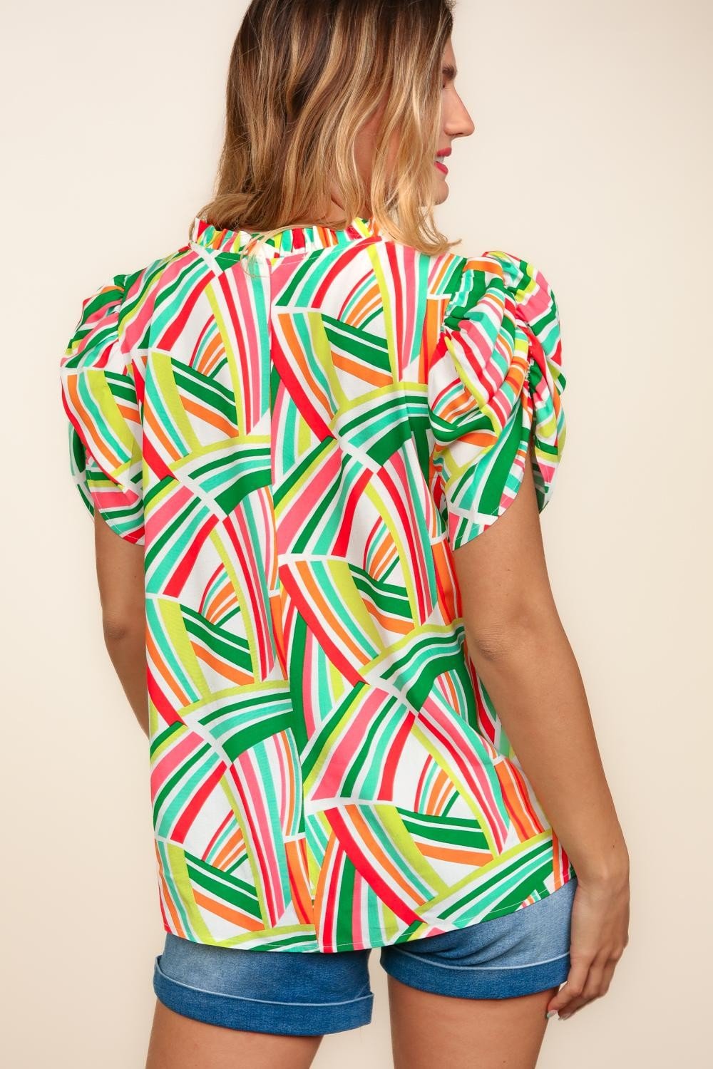 Geometric Notch Neck Top - Medium available