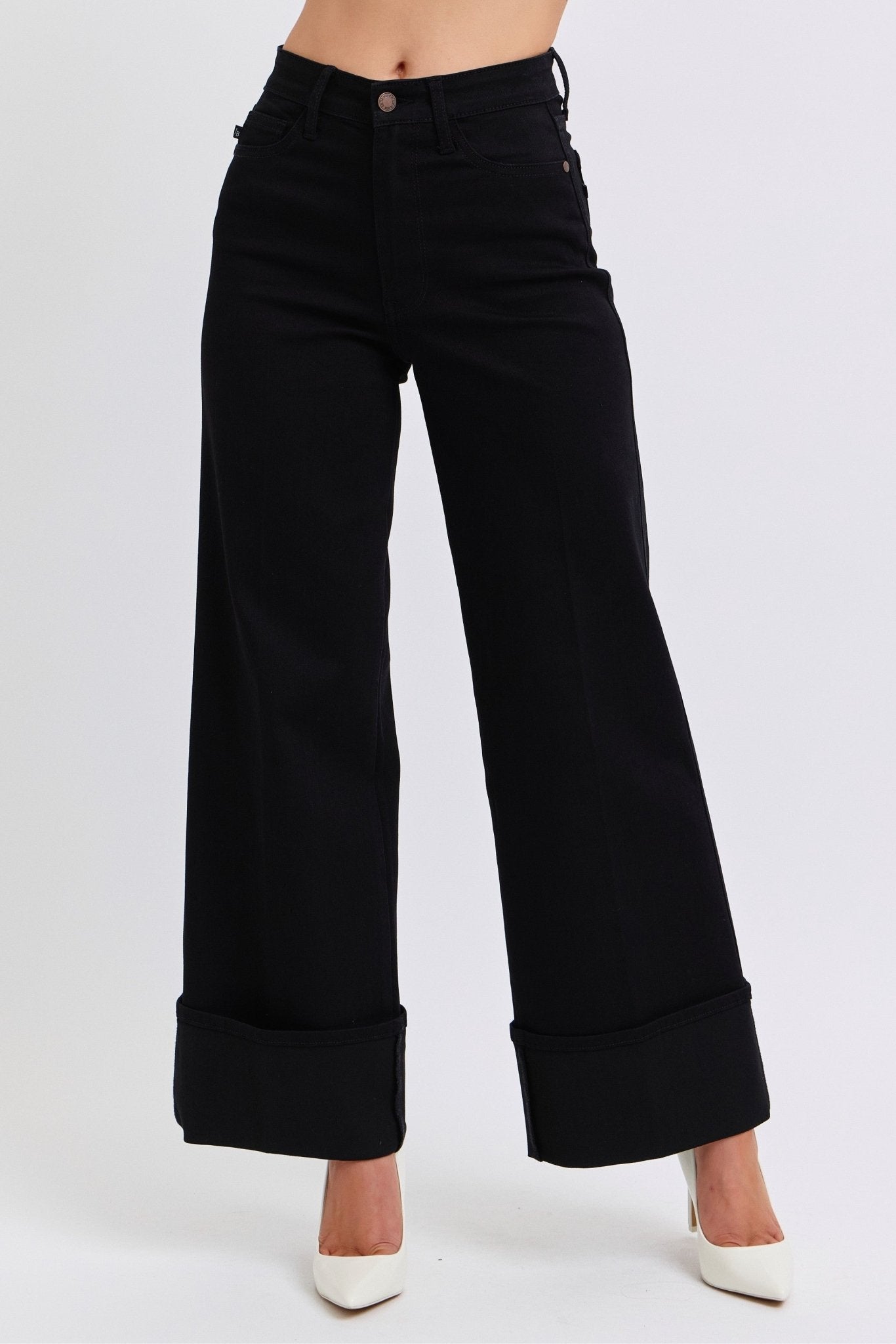 Judy Blue Black Retro Wide Cuffed Leg Jean - size 5 and 9 remains