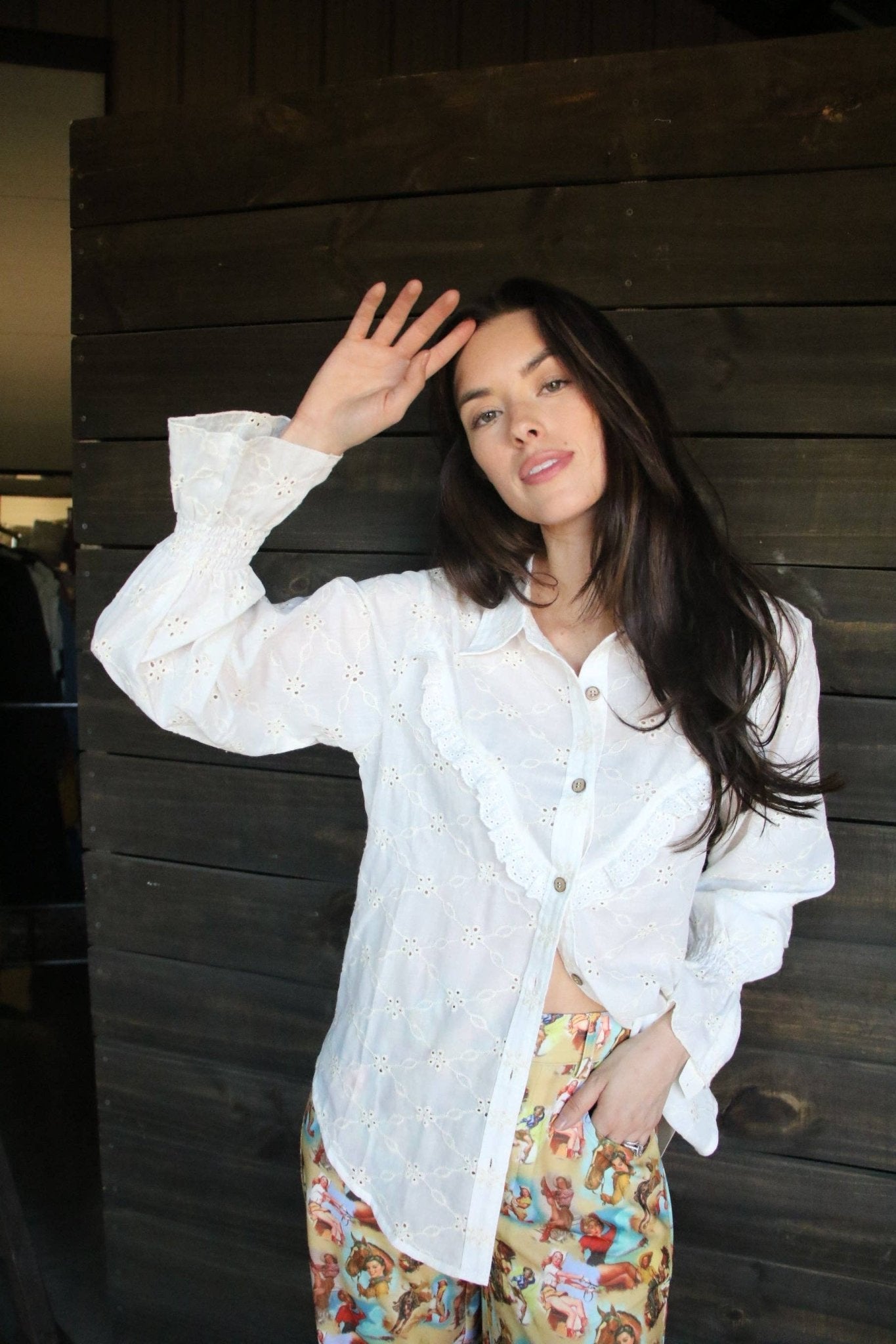 Prairie Eyelet Ruffle Top