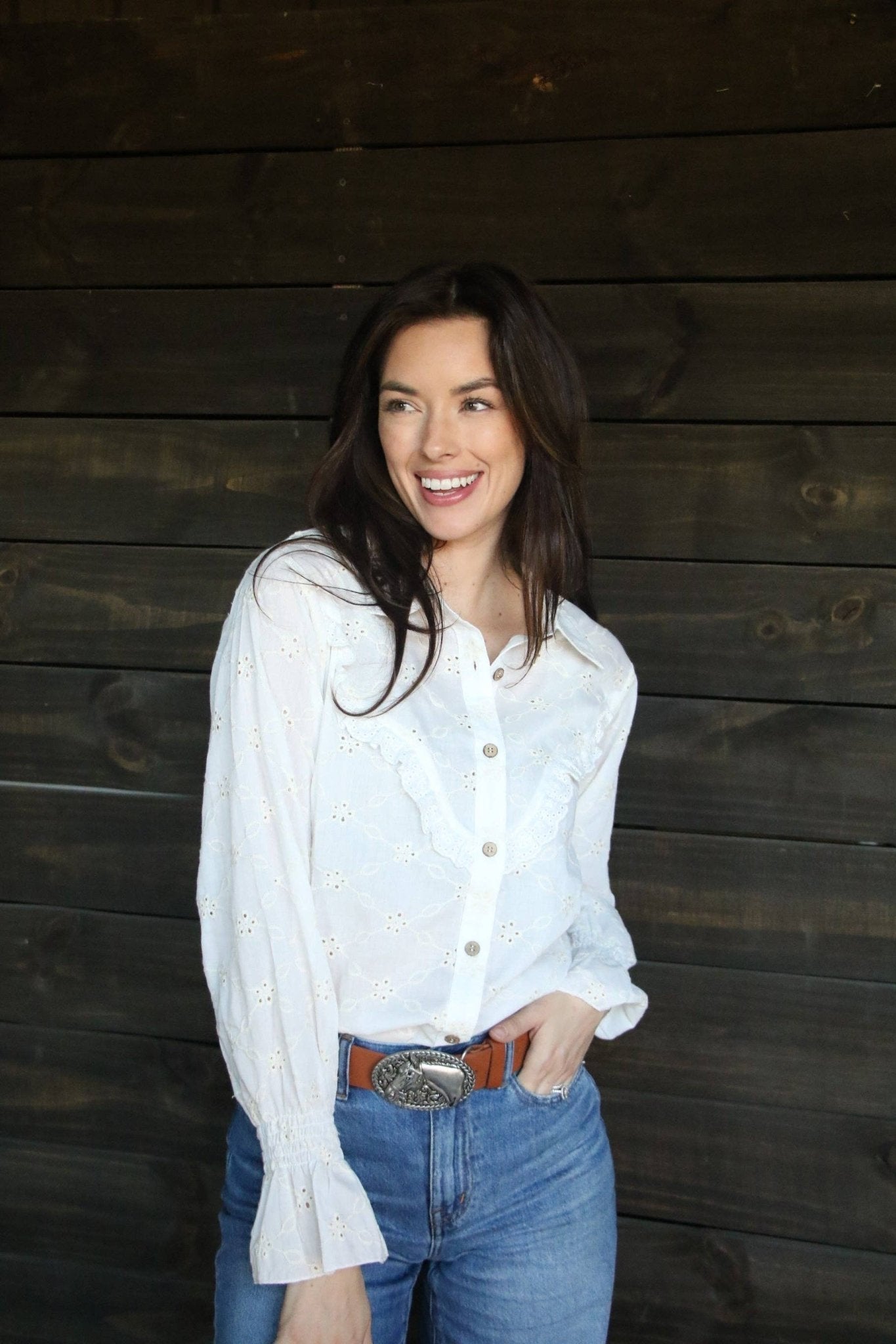 Prairie Eyelet Ruffle Top