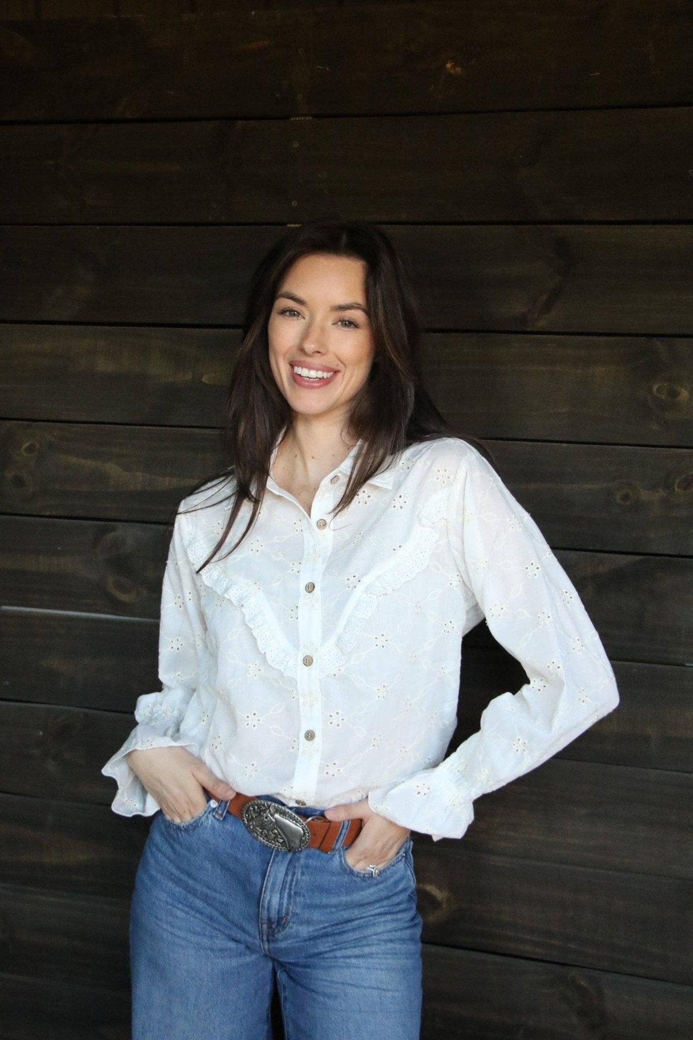 Prairie Eyelet Ruffle Top